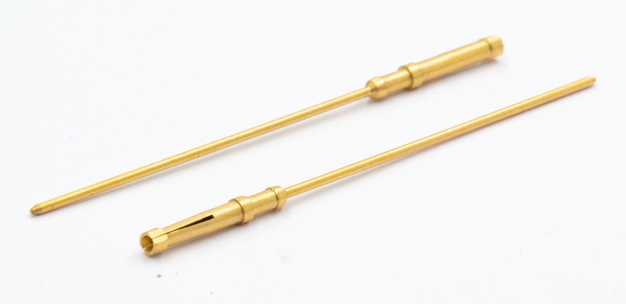 Brass connector contact pin and socket manufactured by VF Decolletage