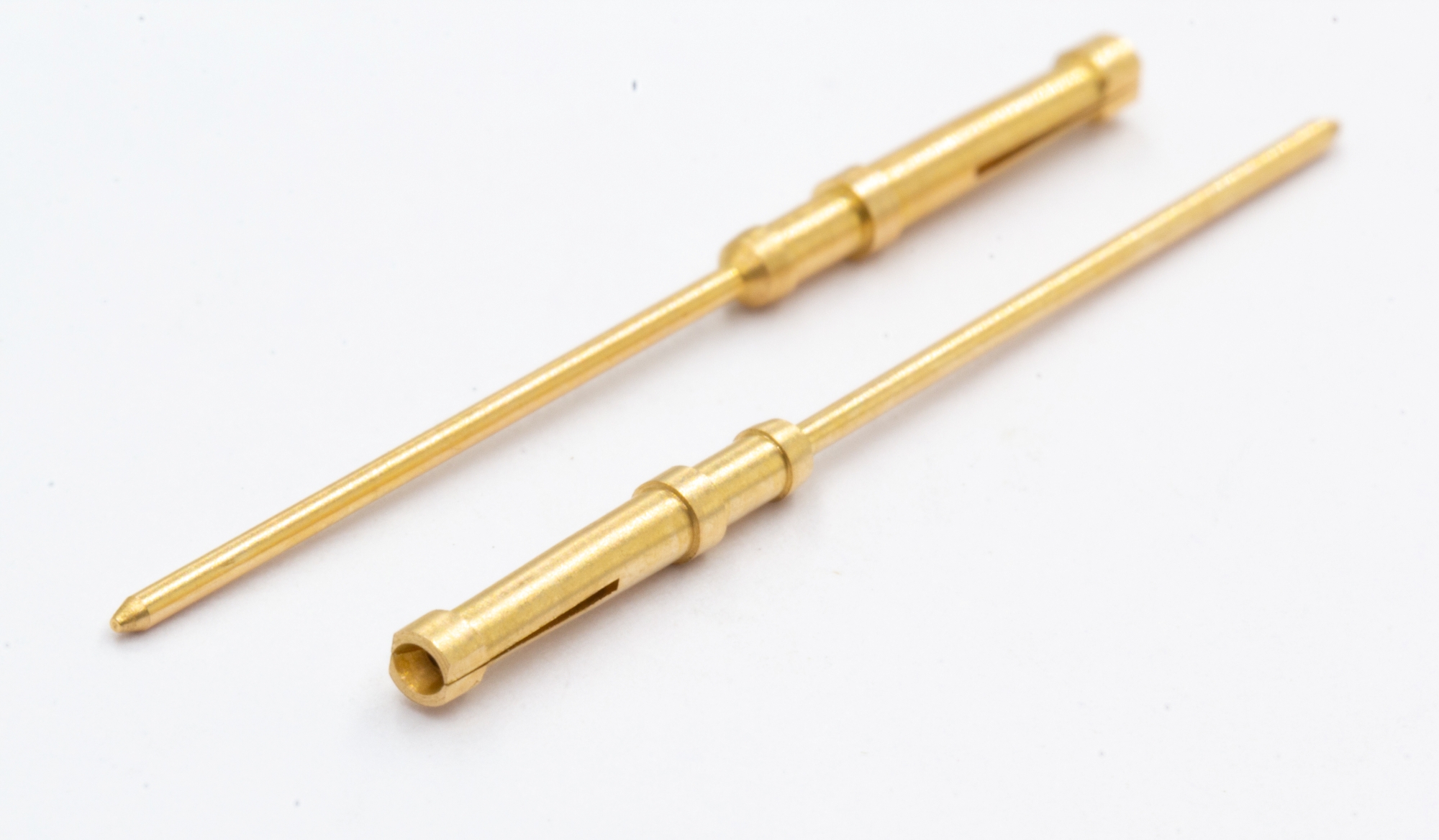 Brass connector contact pin and socket manufactured by VF Decolletage