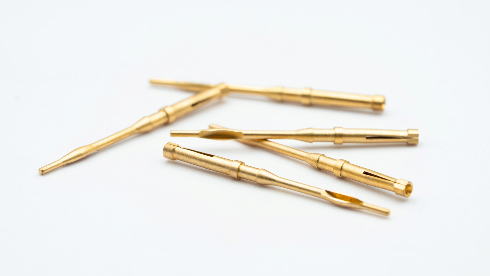 Brass connector contact pin and socket manufactured by VF Decolletage