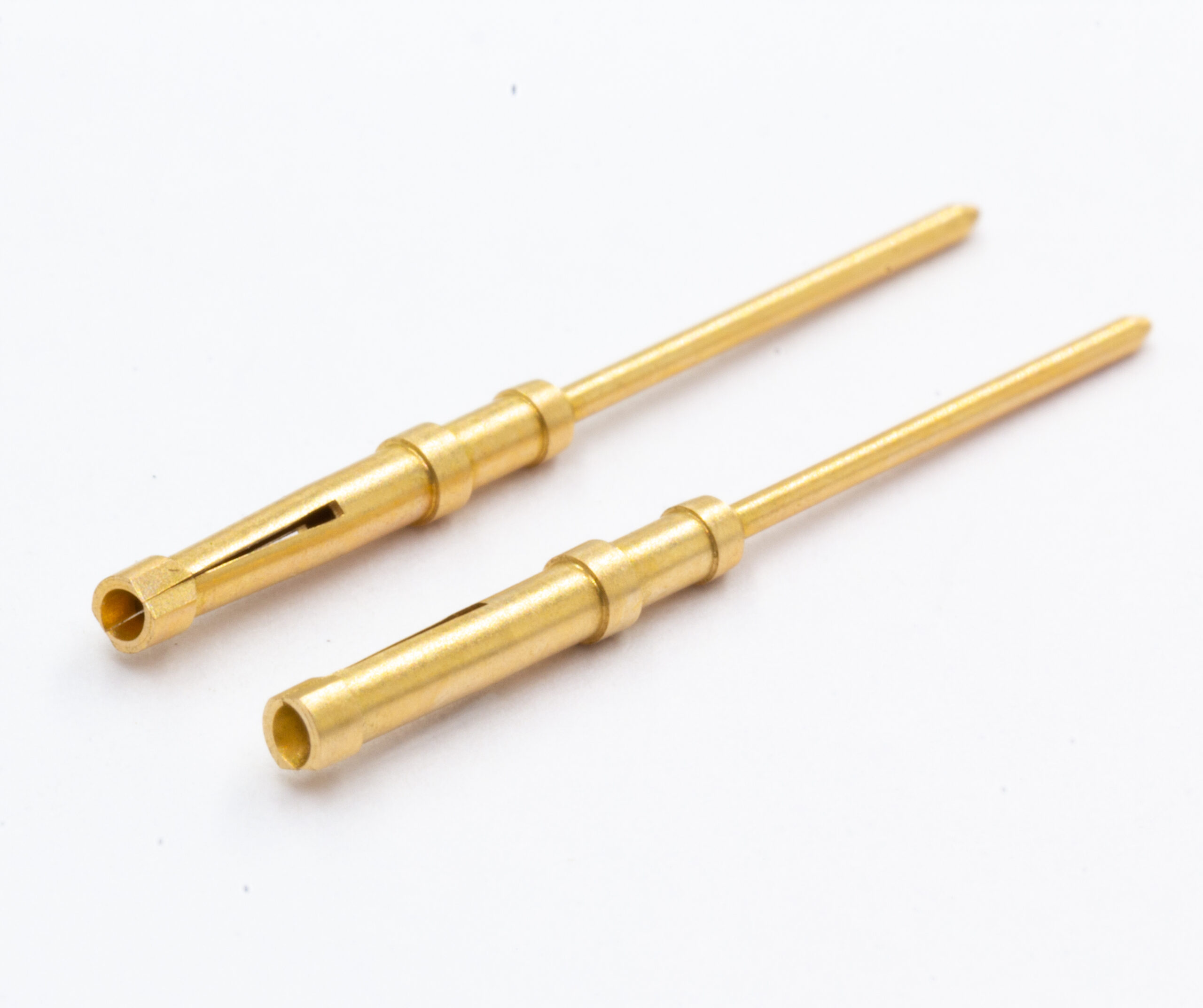 Brass connector contact pin and socket manufactured by VF Decolletage