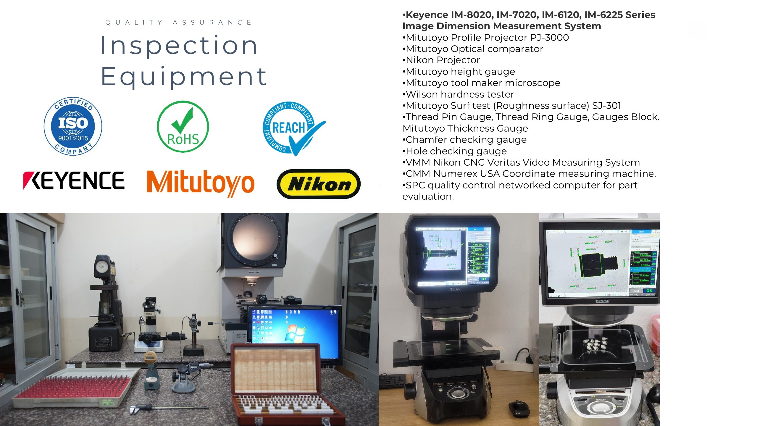 Precision Quality Control & Inspection Equipment – VF Decolletage - VF Decolletage VF Decolletage quality control inspection equipment – Keyence, Mitutoyo, Nikon systems